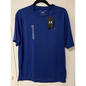 NWT Under Armour Mens Medium‎ Basic T-Shirt The Tech Tee Blue Short Sleeve Logo